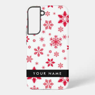 Coque Samsung Galaxy Les flocons rouges, Votre nom, Personnalisez
