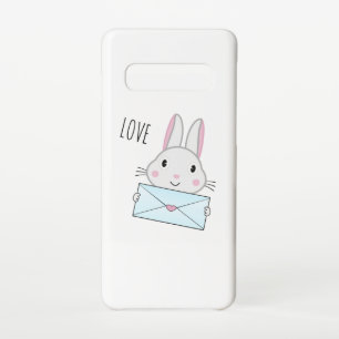 Coque Samsung Galaxy S10 Lettre d'amour mignonne et belle lapin tenant