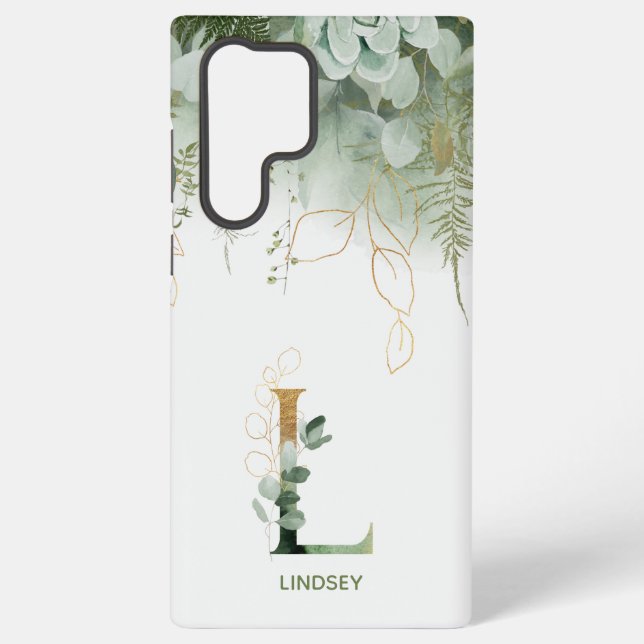 Coque Samsung Galaxy Lettre élégante L Fern & Eucalyptus (Verso)