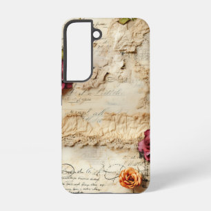 Coque Samsung Galaxy Lettre vintage d'amour parchemin avec fleurs (8)