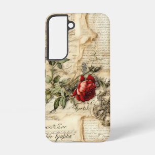 Coque Samsung Galaxy Lettre vintage d'amour parchemin avec fleurs (9)