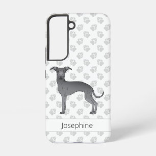 Coque Samsung Galaxy Lévrier Italien Bleu Chien de Dessin Animé Mignon 