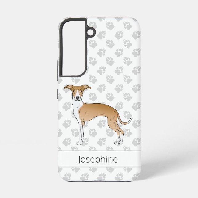 Coque Samsung Galaxy Lévrier Italien Fauve Et Blanc Avec Nom Personnali (Verso)