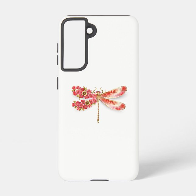 Coque Samsung Galaxy libellule de fleurs avec sakura de bijoux (Verso)