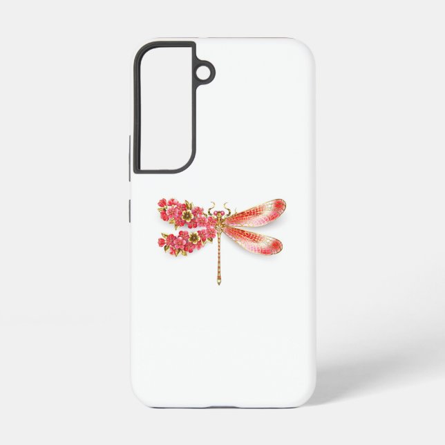 Coque Samsung Galaxy libellule de fleurs avec sakura de bijoux (Verso)