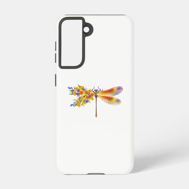 Coque Samsung Galaxy libellule de fleurs jaunes (Verso)