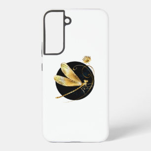 Coque Samsung Galaxy Libellule dorée dans un cercle noir