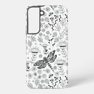 Coque Samsung Galaxy libellule et fleurs