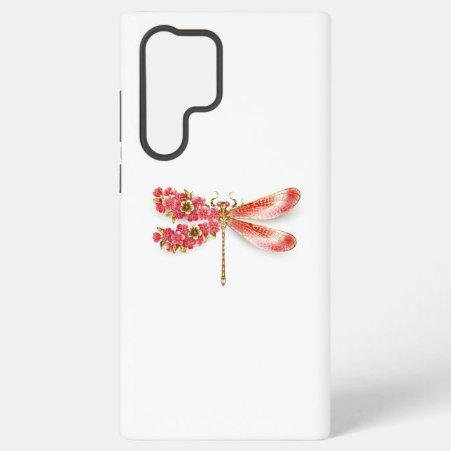 Coque Samsung Galaxy Libellule fleur avec sakura bijoux (Verso)