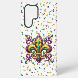 Coque Samsung Galaxy Lilas jaune vert Mardi Gras fleur de lis