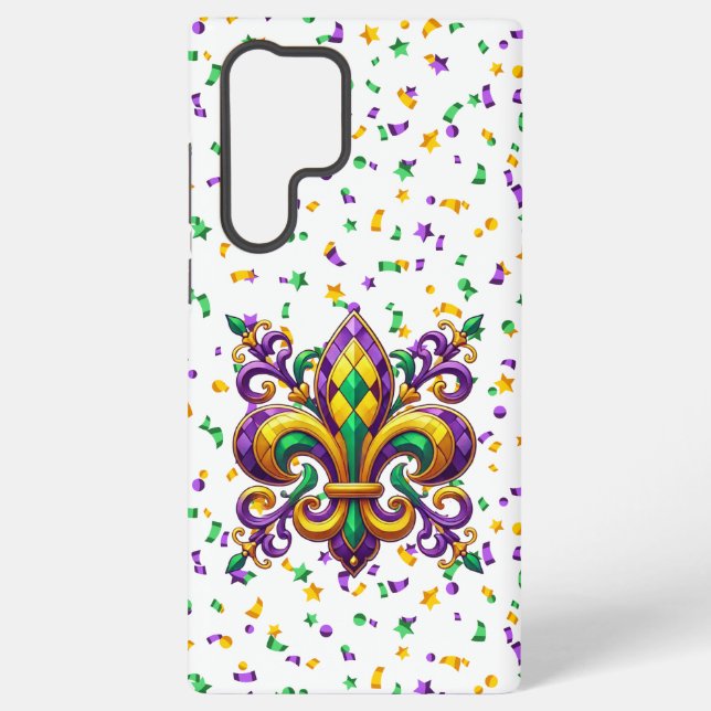 Coque Samsung Galaxy Lilas jaune vert Mardi Gras fleur de lis (Verso)