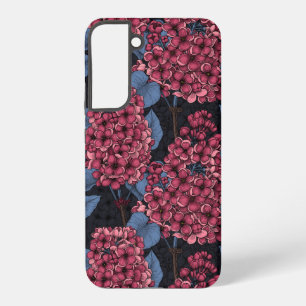 Coque Samsung Galaxy Lilas rouge sur fond bleu foncé
