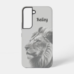 Coque Samsung Galaxy Lion Art de la faune et de la nature Nom personnal