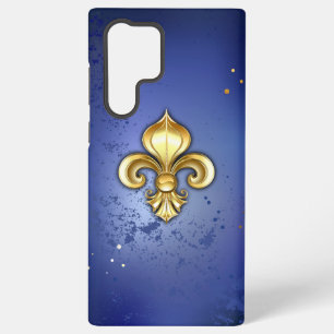 Coque Samsung Galaxy Lis d'or sur fond bleu