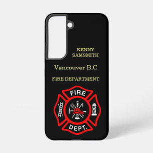 Coque Samsung Galaxy Logo du service d'incendie Badge noir et rouge