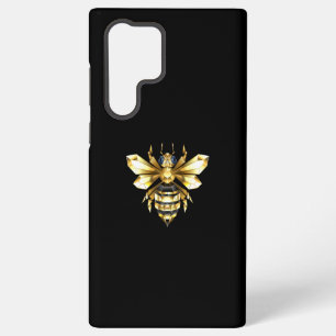 Coque Samsung Galaxy Logo Faux Gold Foil Bee Polygonal sur Noir