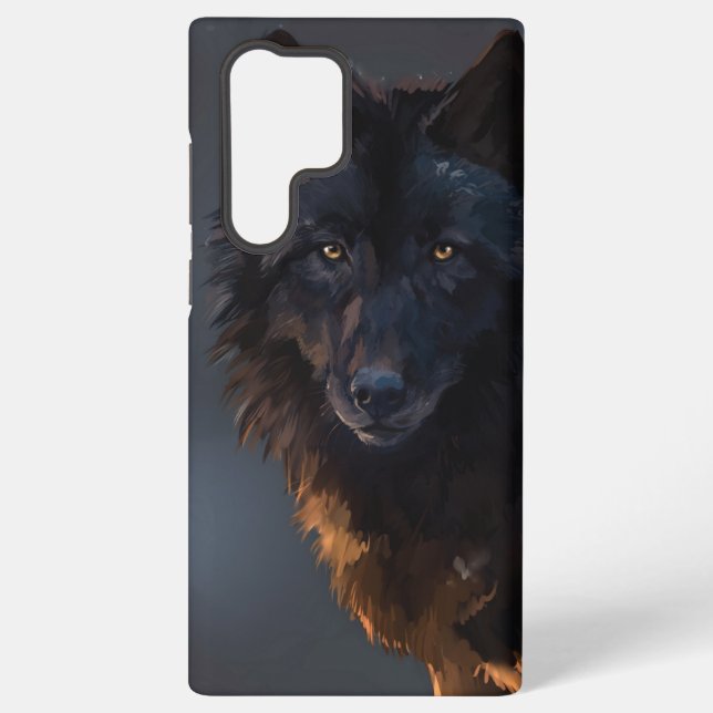 Coque Samsung Galaxy Loup noir (Verso)