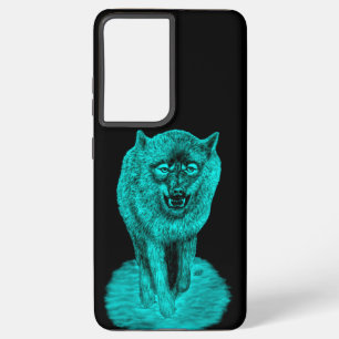Coque Samsung Galaxy Loup noir en colère dans la nuit