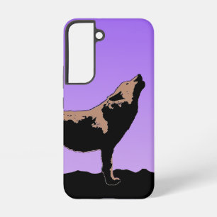 Coque Samsung Galaxy Loup qui hurle au coucher du soleil - Art animalie