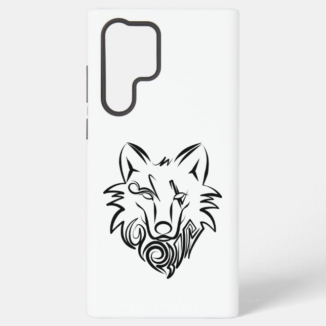 Coque Samsung Galaxy Loup tribal noir et blanc (Verso)