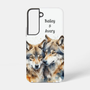 Coque Samsung Galaxy Loups Couple Mignon Câlins Personnalisés Amour Ani