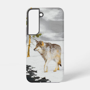 Coque Samsung Galaxy Loups en peinture sur neige - Art original de la f