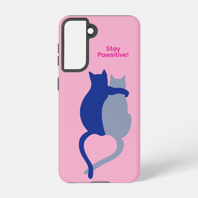 Coque Samsung Galaxy Loving Cats Galaxy Case – Pink, Stay Pawsitive (Verso)