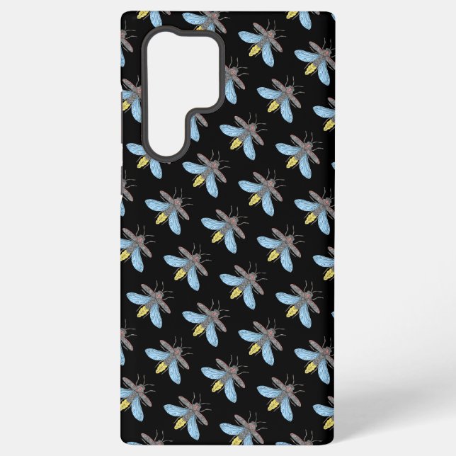 Coque Samsung Galaxy Luciole (noir) - Étui Samsung (Verso)