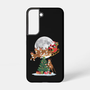 Coque Samsung Galaxy Lumières des arbres de Noël amusant Père Noël équi