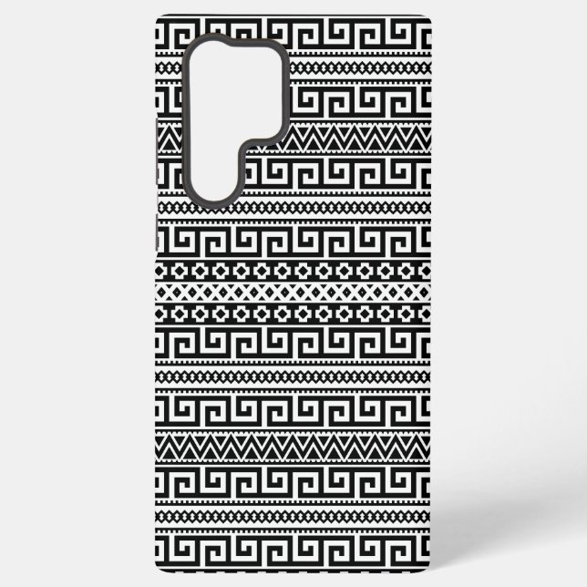 Coque Samsung Galaxy Luxury Monochrome Ancient Greek Aztec Maze Linear  (Verso)