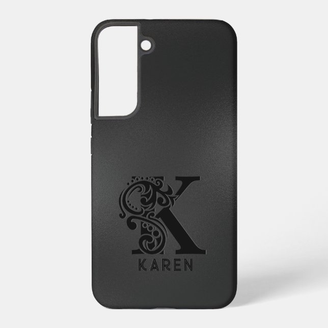 Coque Samsung Galaxy Luxury Monogram  K sur Gris Foncé (Verso)