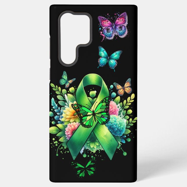 Coque Samsung Galaxy Lyme Disease Awareness Ribbon and Butterflies (Verso)