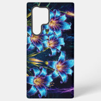 Lys bleu brillant nuit imaginaire floral éclatant