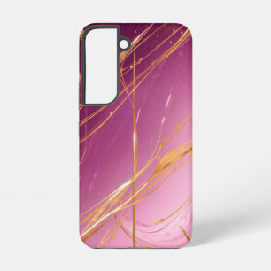 Coque Samsung Galaxy Magenta & Gold Abstrait Fluid Art Téléphone Case