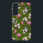 Coque Samsung Galaxy Magnolia en floraison et oiseau de tireur 2<br><div class="desc">Fleurs de magnolia peintes à la main et de souris</div>