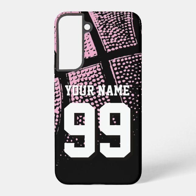 Coque Samsung Galaxy Maillot de basket vintage rose numéro personnalisé (Verso)