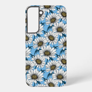 Coque Samsung Galaxy Maisonnettes, fleurs sauvages sur bleu