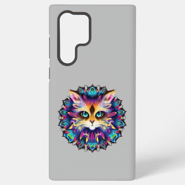Coque Samsung Galaxy Mandala avec joli portrait de chat en fureur (Verso)