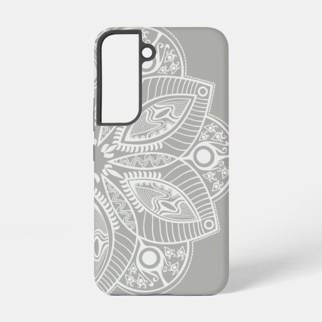 Coque Samsung Galaxy Mandala blanc exotique sur Arrière - plan gris (Verso)