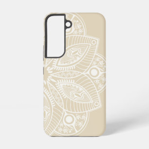 Coque Samsung Galaxy Mandala blanc exotique sur fond beige