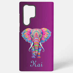 Coque Samsung Galaxy Mandala éléphant coloré avec nom personnalisé