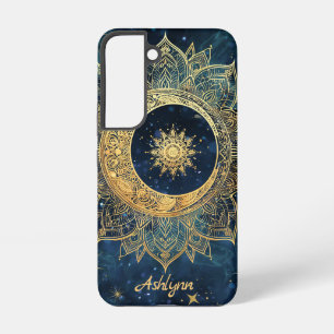 Coque Samsung Galaxy Mandala personnalisé bleu céleste soleil lune en o