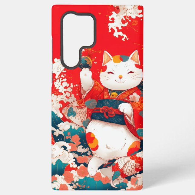 Coque Samsung Galaxy Maneki-Neko, Chat japonais chanceux (Verso)