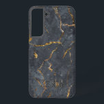Coque Samsung Galaxy Marbre de luxe noir et or texture<br><div class="desc">Impression d'image en faux marbre noir et or. monogramme facultatif.</div>