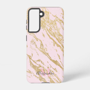 Coque Samsung Galaxy Marbre or esthétique rose pâle