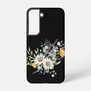 Coque Samsung Galaxy Marguerites et Eucalyptus sur Noir