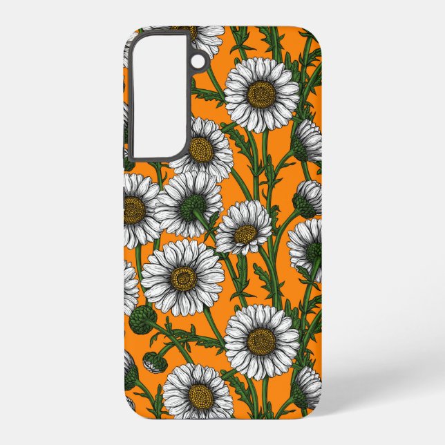 Coque Samsung Galaxy Marguerites sur orange (Verso)