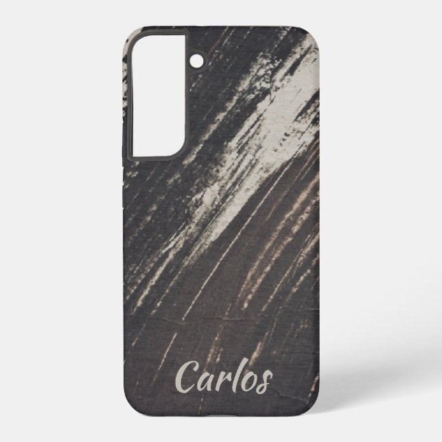 Coque Samsung Galaxy Masculine and Modern Black and Beige Paint Strokes (Verso)