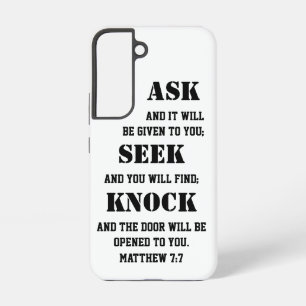 Coque Samsung Galaxy Matthieu 7:7 Verset de la Bible Gras Demander Cher
