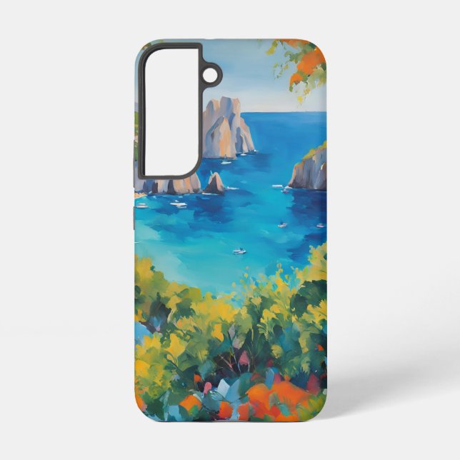 Coque Samsung Galaxy Mer Méditerranée Floral Coast Peinture (Verso)
